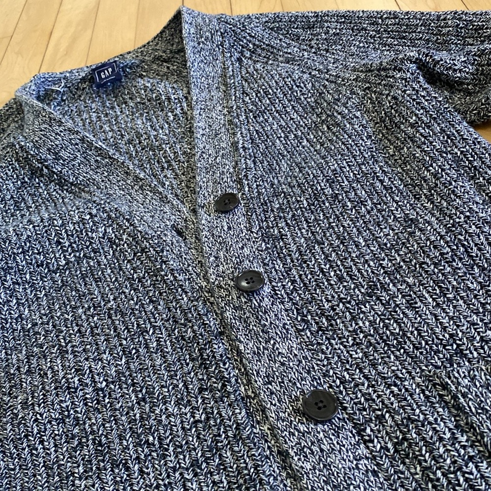 Gap Medium Weight Oversized Gray Black and White Cotton Sweater Coat sz Small - Picture 4 of 4